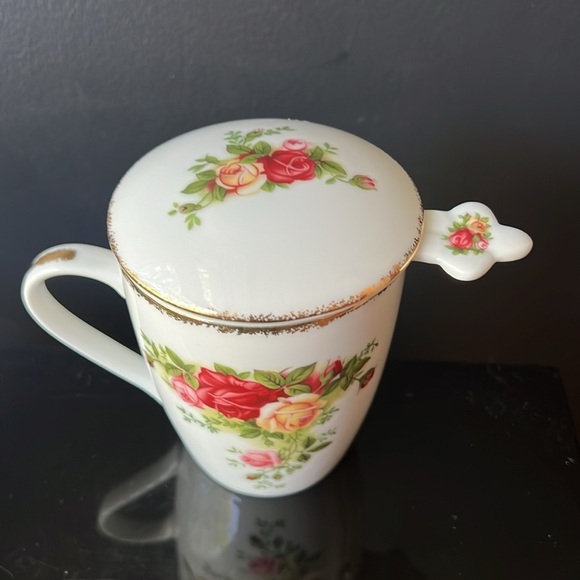 Rare Royal Albert Tea Strainer Mug Old Country Roses Tea Cup China - Picture 2 of 10